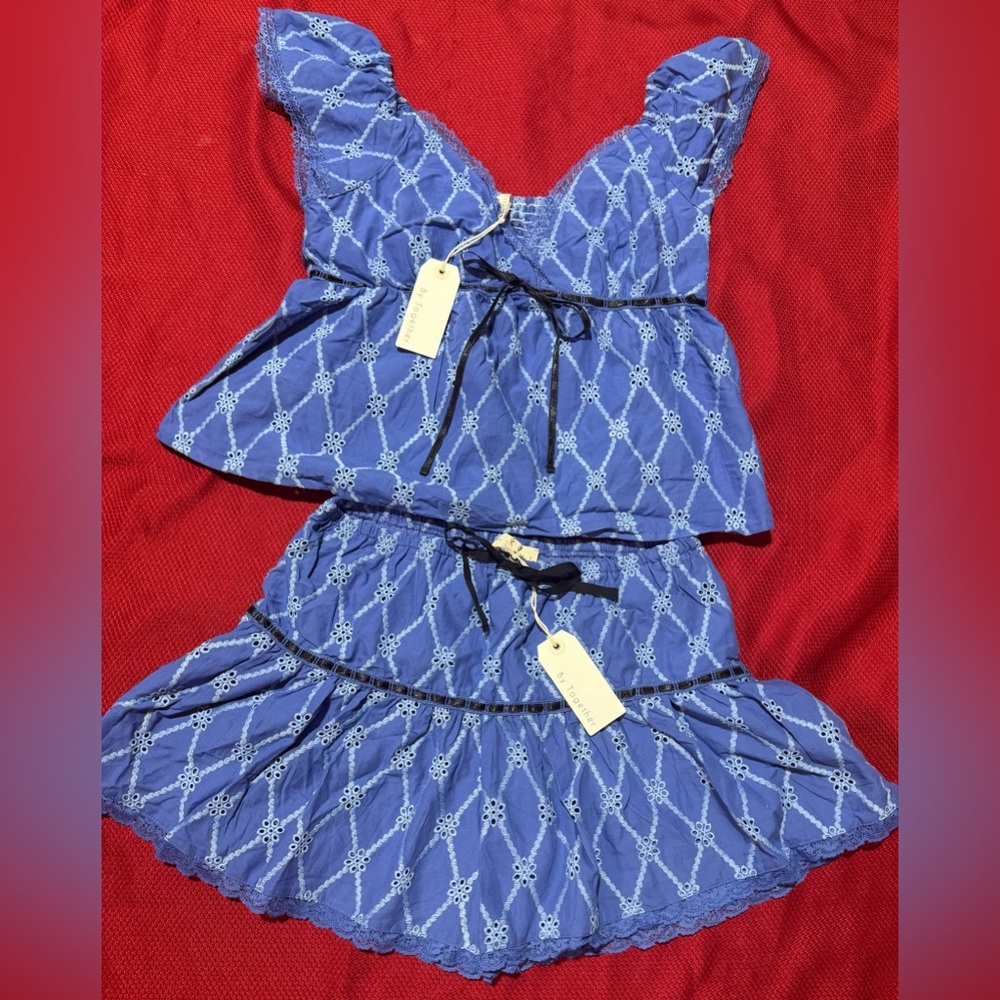 Blue Patterned Women Shorts Skorts